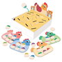 Goula Hidden Chicks - Juego de encontrar pollitos, 2 modos de juego, tableros con forma de gallina, a partir de 3 años (alemán, inglés, español, francés, italiano, portugués)