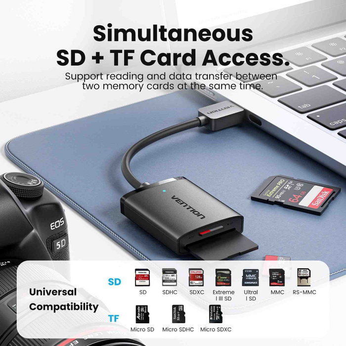 Vention CLPBB Lector de Tarjetas Externo USB 3.0 Negro Vention CLPBB Lector de Tarjetas Externo USB 3.0 Negro