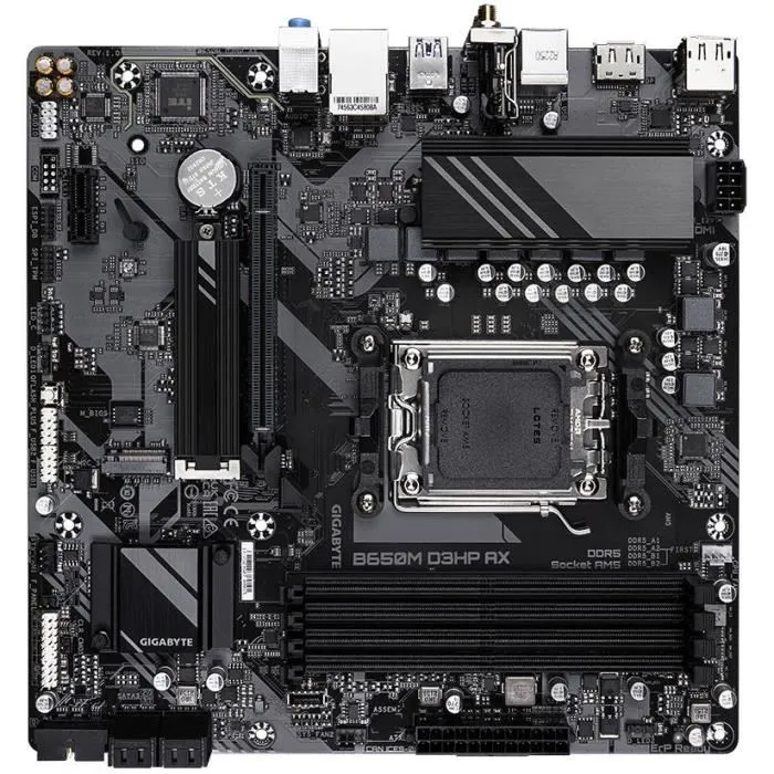 Gigabyte B650 M D3Hp AX Placa Base AMD AM5, micro ATX, Socket AM5, DDR5, PCIe 4.0, WiFi 6E, Bluetooth 5.3, 2.5GbE LAN, HDMI 2.1, DisplayPort Gigabyte B650 M D3Hp AX Placa Base AMD AM5, micro ATX, Socket AM5, DDR5, PCIe 4.0, WiFi 6E, Bluetooth 5.3, 2.5GbE LAN, HDMI 2.1, DisplayPort
