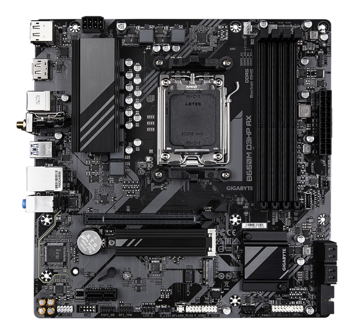 GIGABYTE B650M D3HP AX Placa base para AMD Ryzen 9000/8000/7000, VRM 5+2+2, DDR5 8000MHz(OC), 2xPCIe 4.0 M.2, WiFi 6E, LAN 2.5GbE, USB 3.2 Gen 1