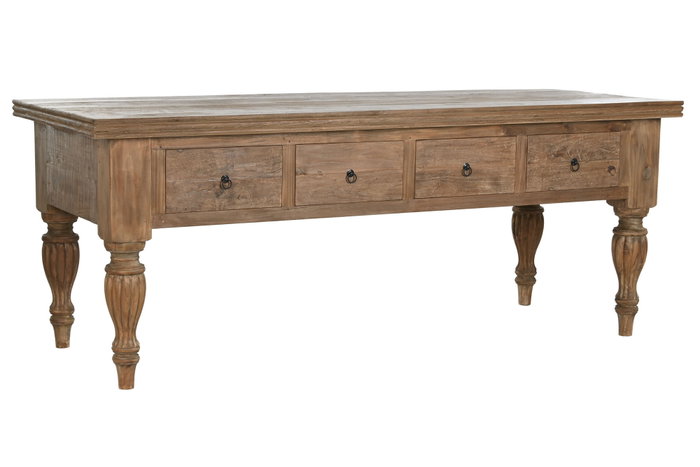 DKD Home Decor Consola de Teca Reciclada con 4 Cajones 220x80x78