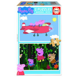 Educa Borrás 17157 Puzzle Madera Peppa Pig 2x16 Piezas Juego Educativo Niña Niño 3 Años Multicolor