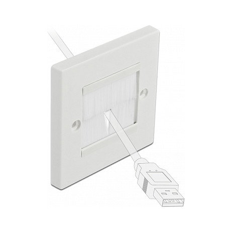 DeLOCK Cubierta para manejo de cables 86 x 86 mm con tiras de cepillo blanco