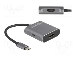 DeLOCK Divisor USB Type-C a 2 x HDMI MST con USB Type-C PD Gris