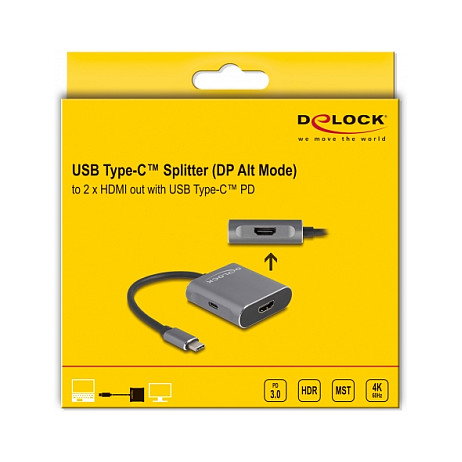 DeLOCK Divisor USB Type-C a 2 x HDMI MST con USB Type-C PD DeLOCK Divisor USB Type-C a 2 x HDMI MST con USB Type-C PD