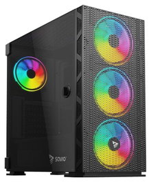Savio Raptor X1 Torre ATX Mid-Tower, Cristal Templado, 4 Ventiladores ARGB, USB 3.0, E-ATX