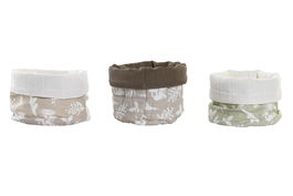 DKD Home Decor Cesta Alpino Algodón Marrón Claro Marrón Oscuro Verde Blanco 16 x 10 x 16 cm (6 Unidades)