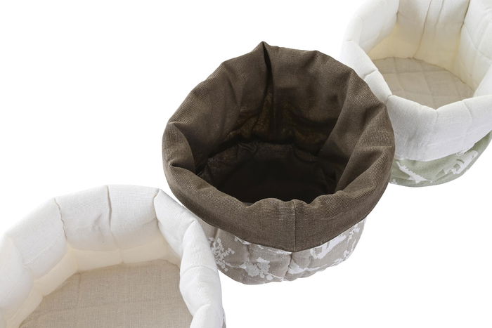 DKD Home Decor Cesta Alpino Algodón Marrón Claro Marrón Oscuro Verde Blanco 16 x 10 x 16 cm (6 Unidades)