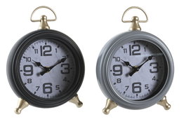 DKD Home Decor Set de 2 Relojes de Sobremesa de Hierro y Cristal, Surtido