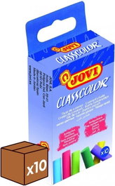JOVI Caja de 10 tizas de colores antipolvo