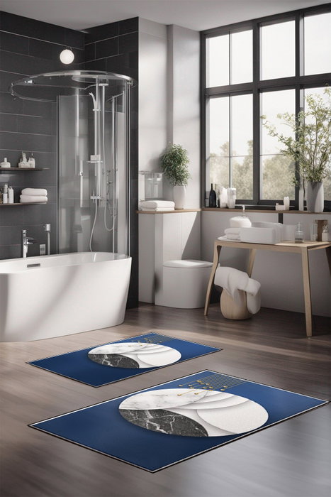 Mijölnir Juego de Alfombrillas de Baño de 2 Piezas, 100% Poliéster, Antideslizante, Lavable a Máquina, 40x60cm y 60x100cm, Transforma tu Baño en un Lujoso Refugio Spa