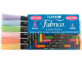 Tsukineko Set de 6 rotuladores para textil FABRICO MARKERS doble punta