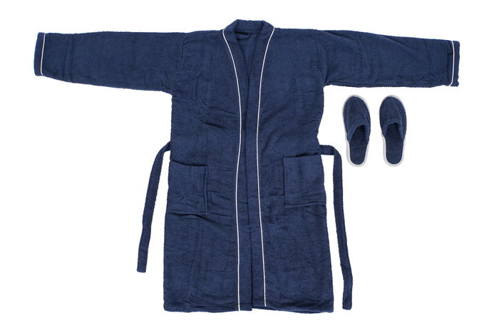 DKD Home Decor Albornoz Basicos Azul Algodon Set 2 Piezas 68 x 123 x 1 cm