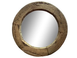 DKD Home Decor Espejo de Madera con Rueda Antigua 108x108 cm