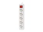 Lanberg Regleta de Sobremesa con Protección Infantil, 5 Tomas Schuko Tipo F, Cable 1.5 m, Blanco, Interruptor ON/OFF, 2500W, 10A, IP20, Interior