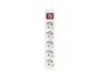 Lanberg Regleta de Sobremesa con Protección Infantil, 5 Tomas Schuko Tipo F, Cable 1.5 m, Blanco, Interruptor ON/OFF, 2500W, 10A, IP20, Interior