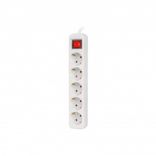 Lanberg Regleta 5 Tomas Schuko con Protección 1.5m Blanca