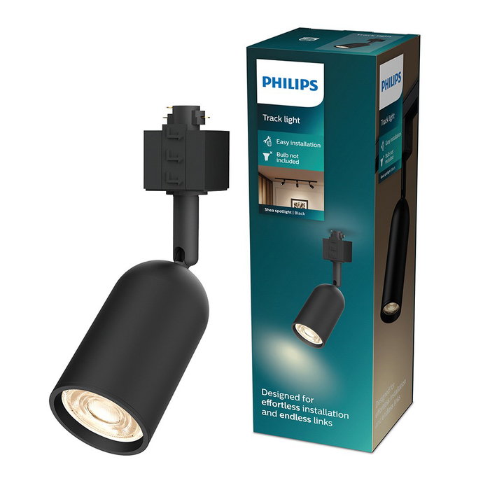 Philips Shea Foco Easylink Orientable para Riel, Casquillo GU10, Color Negro, Aluminio, Bombilla No Incluida