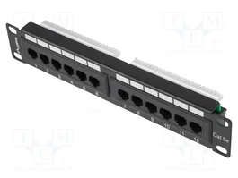 Lanberg Patch Panel 12 puertos 1U 10 pulg. Cat.5e UTP negro