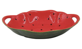 DKD Home Decor Bol de Gres Sandía Verde y Rojo 30x19,5x7,5 cm