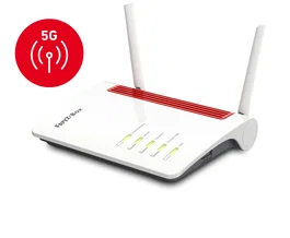 FRITZ!Box 6850 Router inalámbrico Gigabit con 5G y 4G LTE, Wi-Fi 5 de doble banda (2.4GHz/5GHz), 4 puertos LAN, USB, Blanco