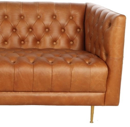 DKD Home Decor Sofá Item Home Cognac Dorado 209 x 77 x 74 cm