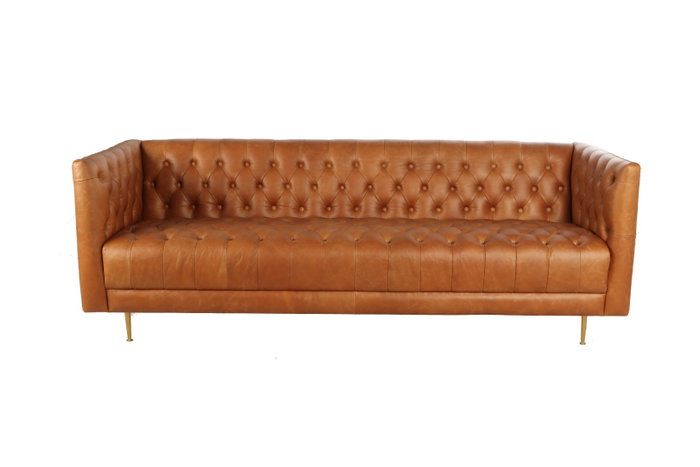 DKD Home Decor Sofá Item Home Cognac Dorado 209 x 77 x 74 cm