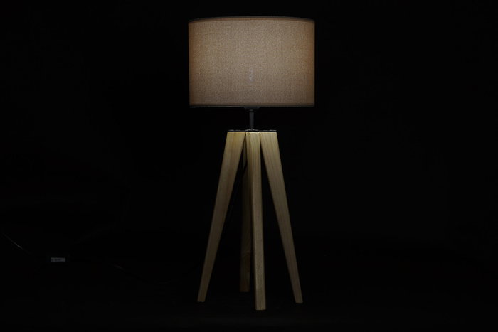 DKD Home Decor Lámpara de sobremesa de madera y poliéster Marrón y Beige