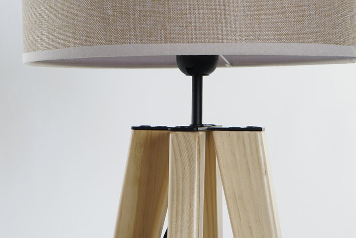 DKD Home Decor Lámpara de sobremesa de madera y poliéster Marrón y Beige