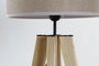 DKD Home Decor Lámpara de sobremesa de madera y poliéster Marrón y Beige