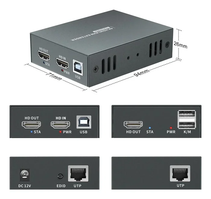 Level One HVE-8111 Kit Extensor HDMI sobre Cat.5/6 4K 100m con Extensión USB