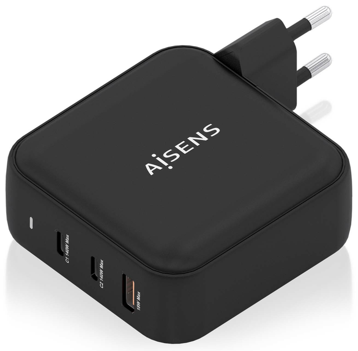 Aisens Cargador GaN 140W 2xUSB-C PD3.1 y 1xUSB-A Negro