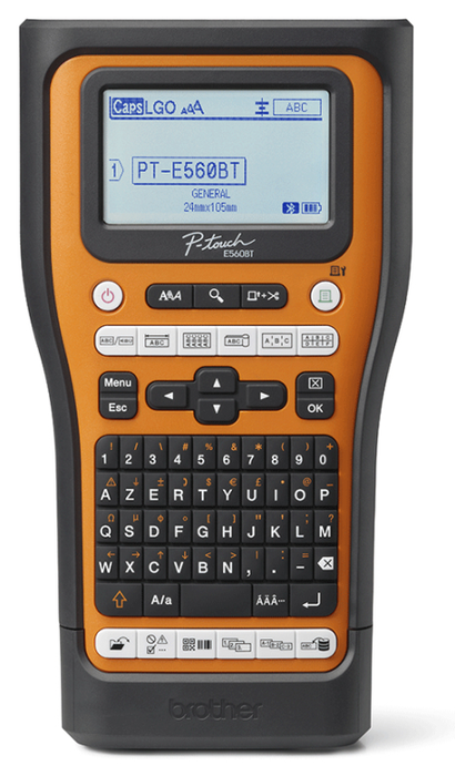 Brother P-touch E560BTSP Rotuladora Profesional con Bluetooth y USB, Negro y Naranja