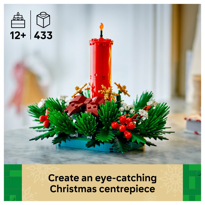 LEGO 40743 Iconic Weihnachtsgesteck Centro de Mesa Navideño Set Construcción 433 Piezas 12 Años