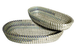 DKD Home Decor Set de 2 Bandejas de Decoración Seagrass Turquesa