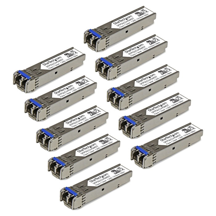 StarTech.com Pack 10 Modulos SFP 1GbE GLC-LH-SM 1000BASE-LX/LH Monomodo LC 10km Compatible Cisco Fibra Optica Gigabit Ethernet