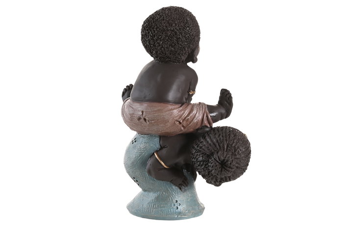 DKD Home Decor Figura Colonial Azul Marron Resina 7.5 x 14.7 x 13.5 cm (6 Unidades)