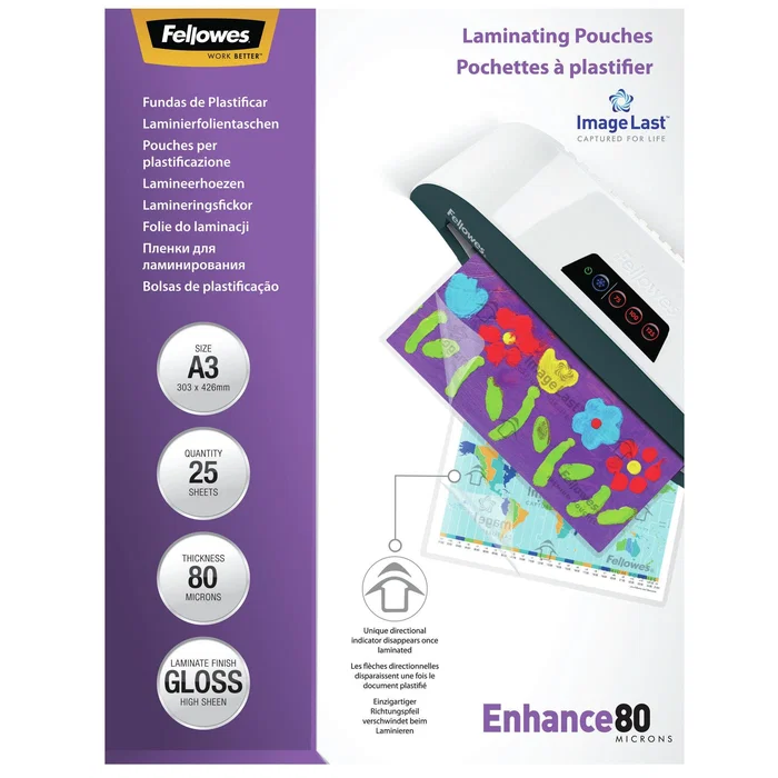 Fellowes ImageLast Fundas de Plastificar A3 80 Micras Brillo Pack de 25 Fellowes ImageLast Fundas de Plastificar A3 80 Micras Brillo Pack de 25