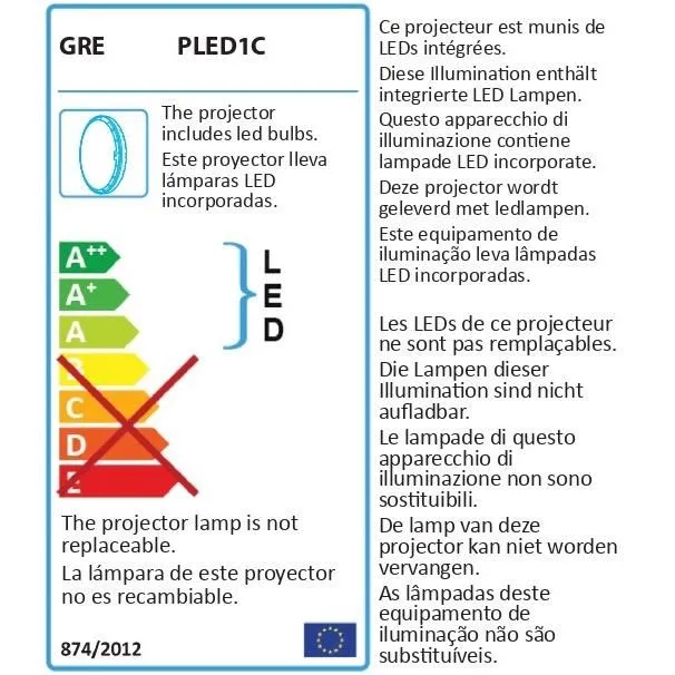Gre Proyector LED Color para Piscina Elevada 18W, 15 Colores + Blanco, Instalación Magnética, Mando a Distancia