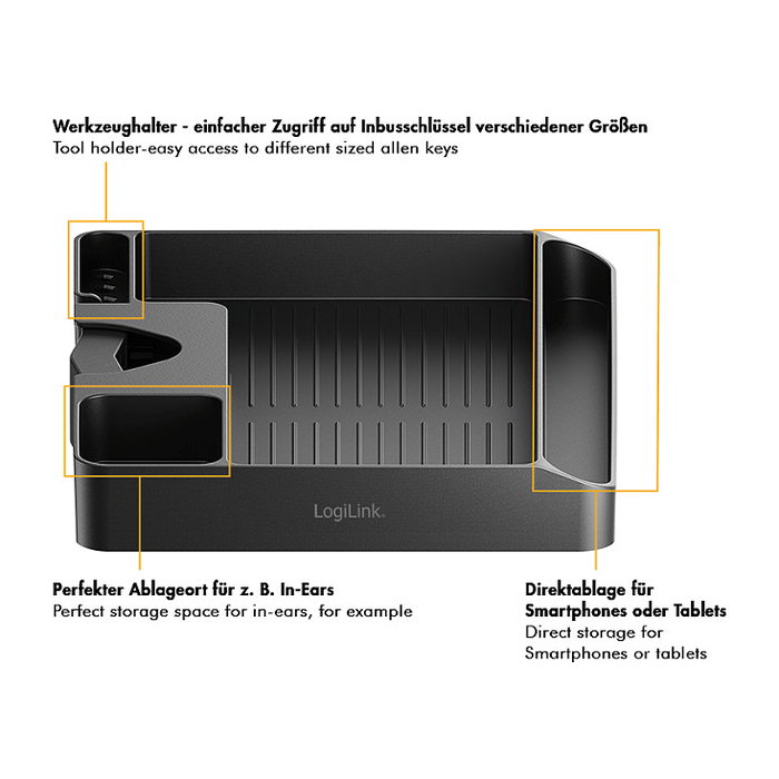 LogiLink Estante de almacenamiento para montaje en poste, 30-48mm, negro