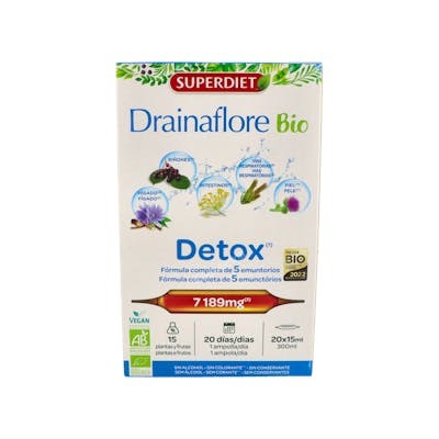 SUPER DIET Drainaflore Bio 20 Ampollas de 15ml SUPER DIET Drainaflore Bio 20 Ampollas de 15ml