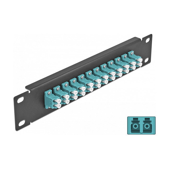 DeLOCK Patchpanel de fibra óptica 12 puertos LC Duplex, 10 pulg, Negro/Aguamarina DeLOCK Patchpanel de fibra óptica 12 puertos LC Duplex, 10 pulg, Negro/Aguamarina