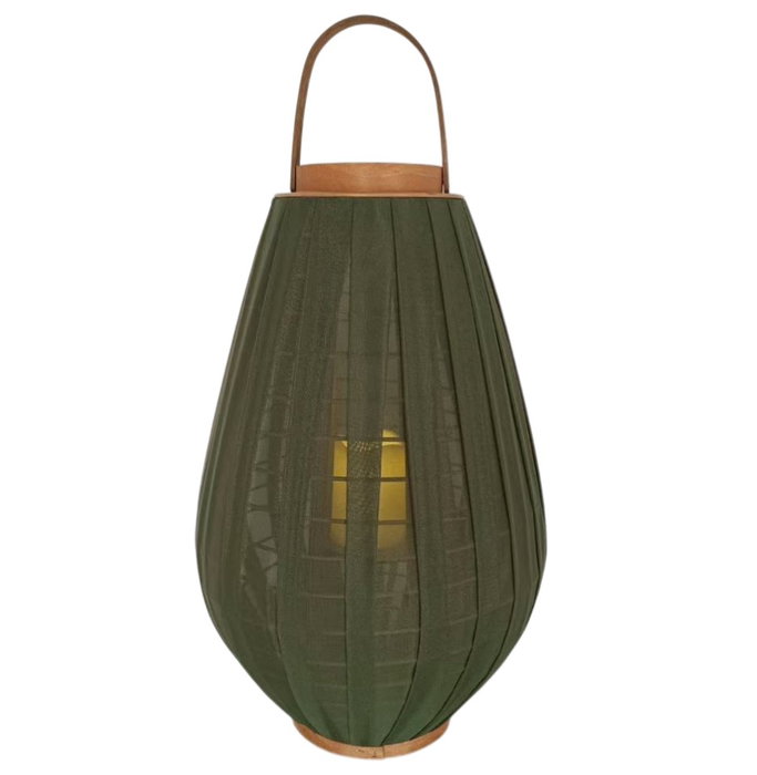 DKD Home Decor Portavelas Bambú Algodón Verde y Marrón 35x35x55 cm