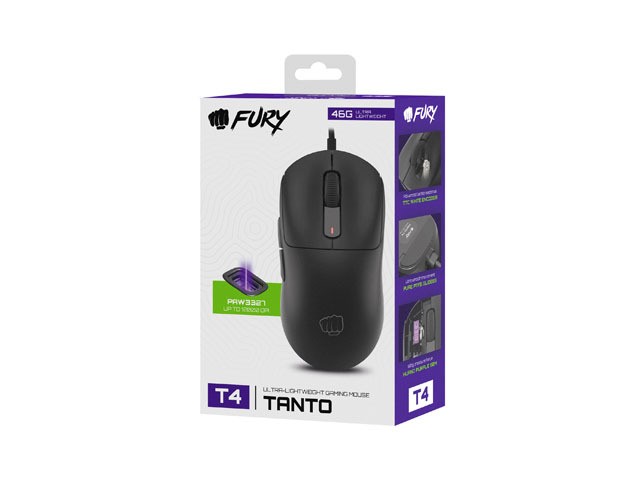 Fury Tanto T4 Negro RGB Ratón Óptico Gaming 12000 DPI 7 Botones Programables