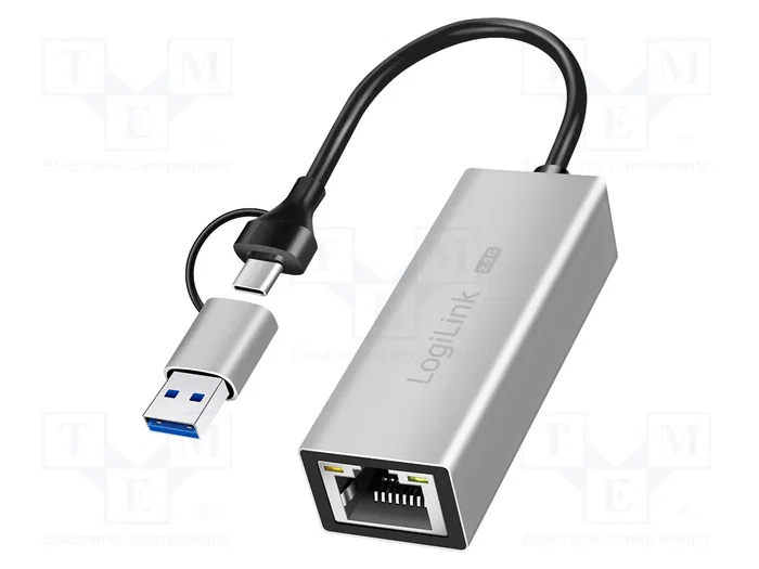 LOGILINK Adaptador USB para Ethernet 2.5G Gigabit, USB 3.2 generación 1, Gris LOGILINK Adaptador USB para Ethernet 2.5G Gigabit, USB 3.2 generación 1, Gris