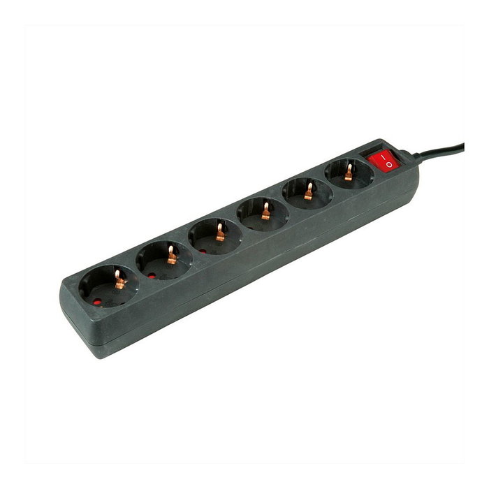 ROLINE Regleta de enchufes con 6 tomas de corriente, interruptor ON/OFF, 1.5 m, color negro para interior, 250 V, 3600 W