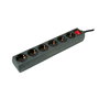 ROLINE Regleta de enchufes con 6 tomas de corriente, interruptor ON/OFF, 1.5 m, color negro para interior, 250 V, 3600 W
