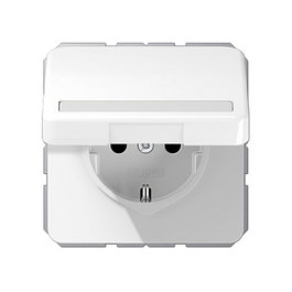 Jung CD1520BFNAKLWW CD alpinweiß - Base de enchufe con tapa abatible (SCHUKO), 1 toma, Tipo F, 16A, 250V, Blanco