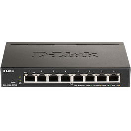 D-Link Switch Easysmart 8 Puertos Gigabit Gestionable, PoE+ 30W por Puerto, VLAN, QoS, Montaje Rack, Negro