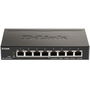 D-Link Switch Easysmart 8 Puertos Gigabit Gestionable, PoE+ 30W por Puerto, VLAN, QoS, Montaje Rack, Negro